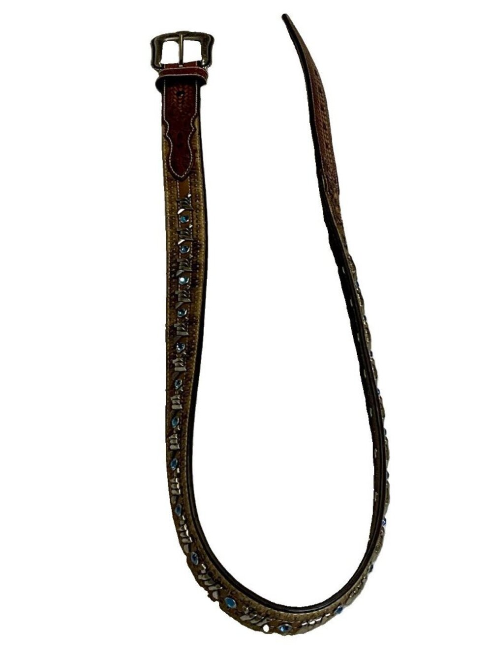 Ariat Men's Western Belt Brown Studded Silver-Tone Buckle Adjustable Size 46 - Picture 6 of 13